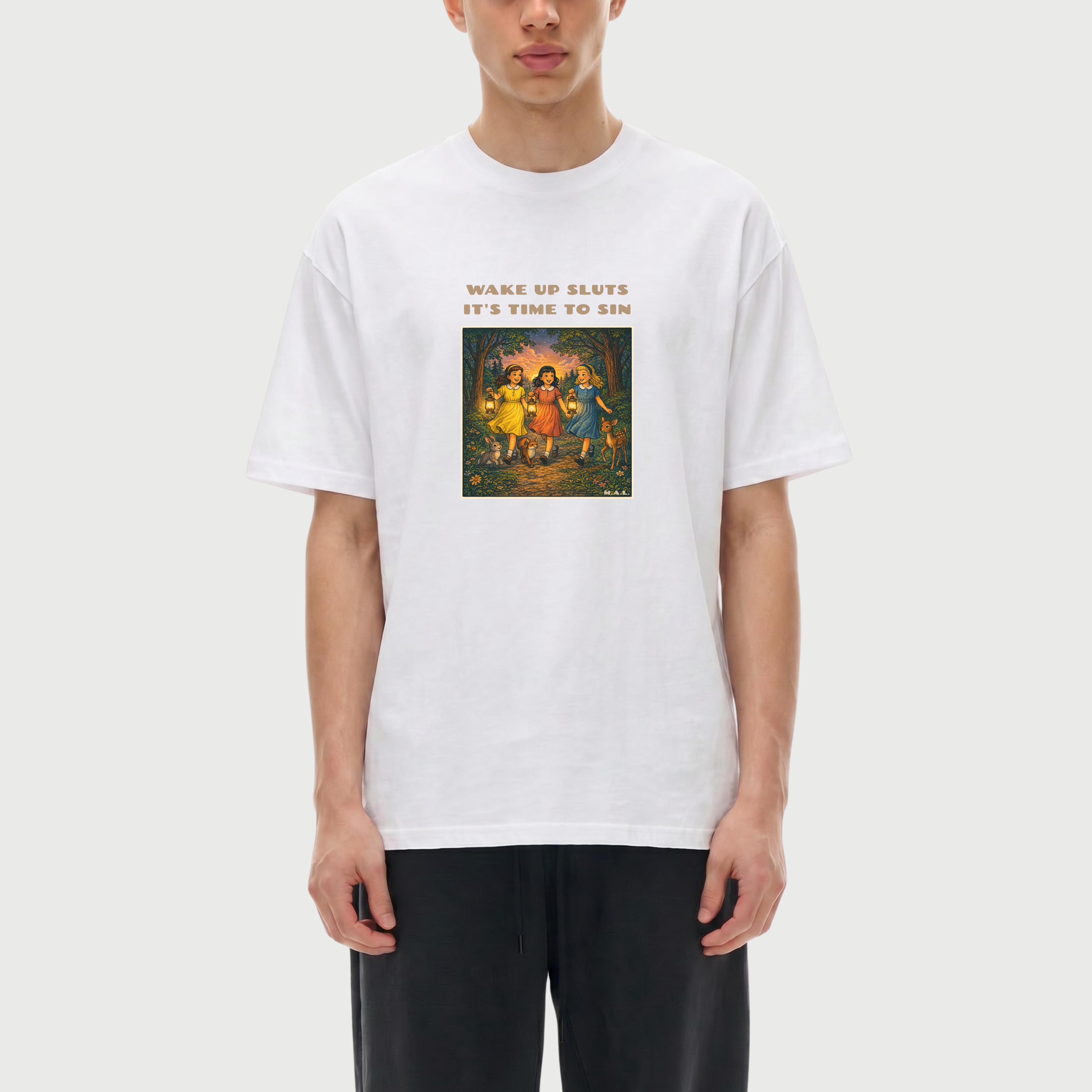 Wake up sluts it's time to sin Oversized T-Shirt