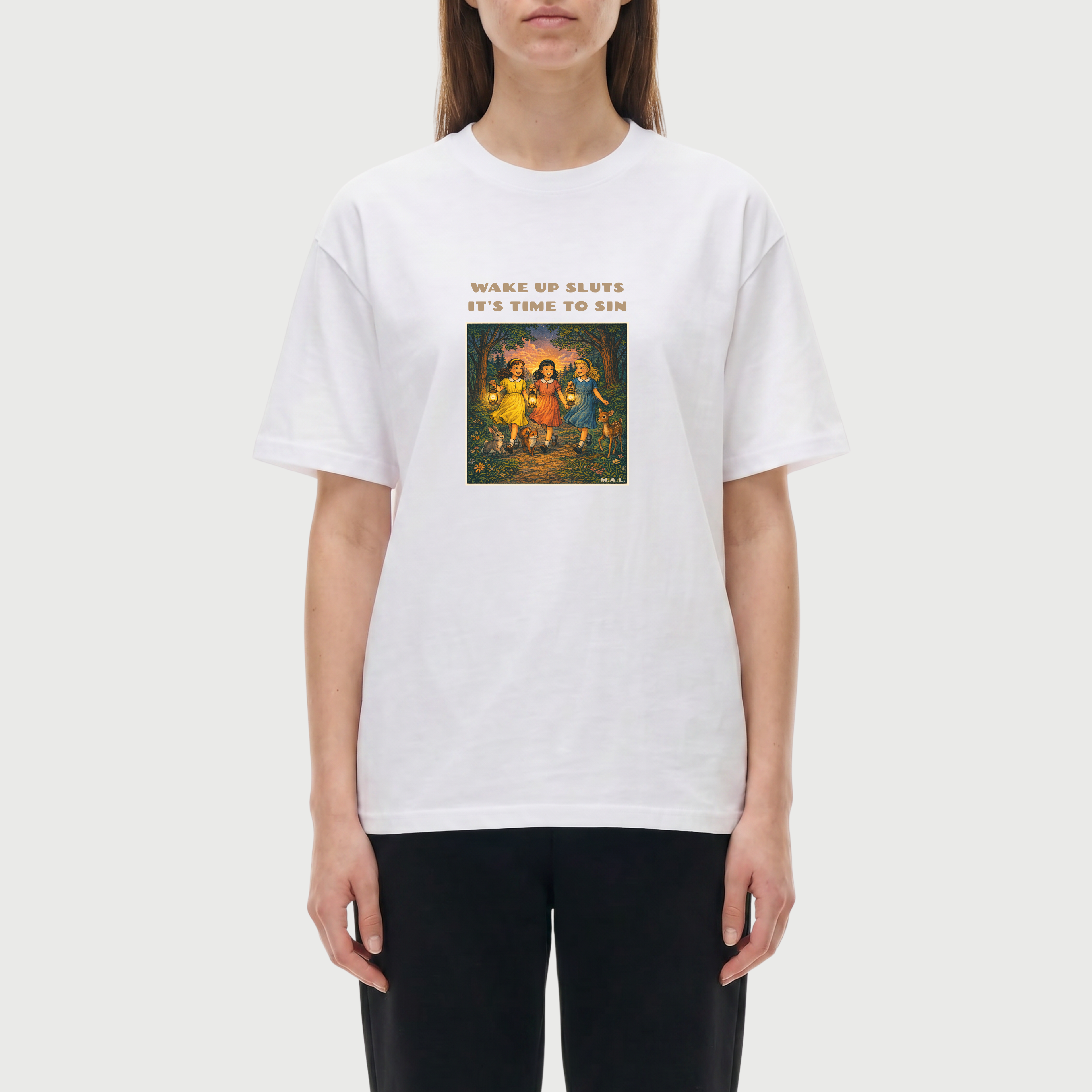 Wake up sluts it's time to sin Oversized T-Shirt