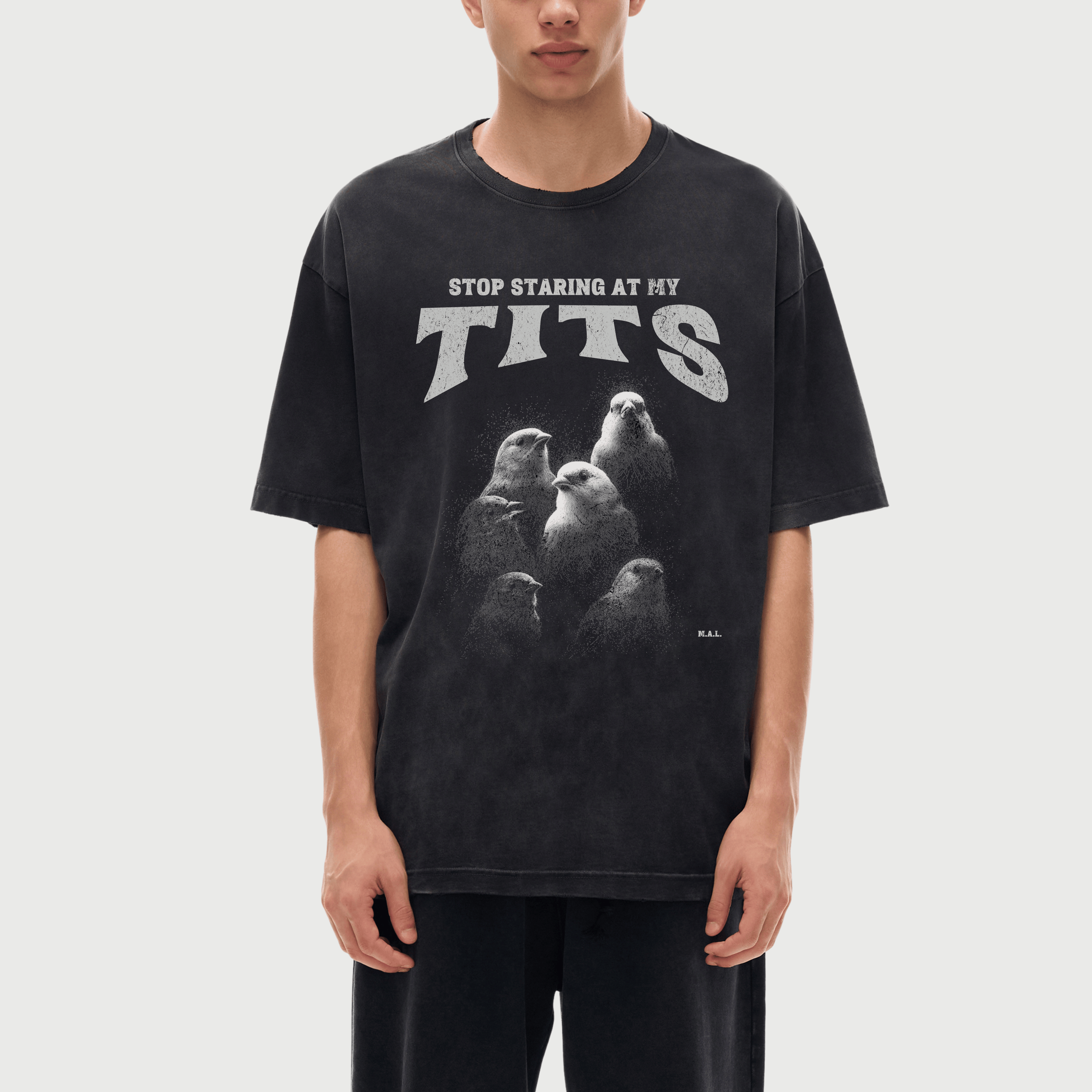 Stop Staring At My Tits Vintage Washed T-Shirt