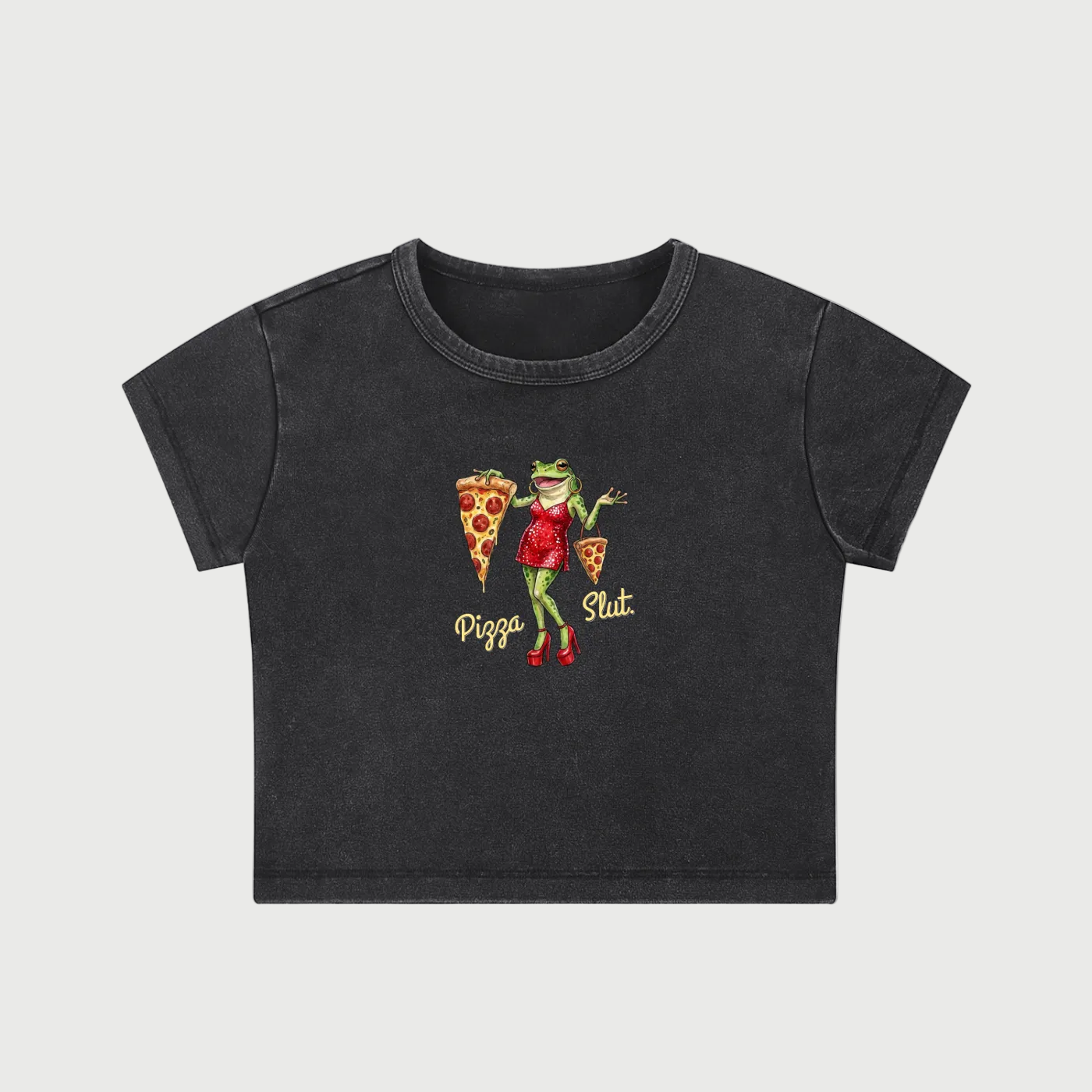 Pizza Slut Washed Crop Top