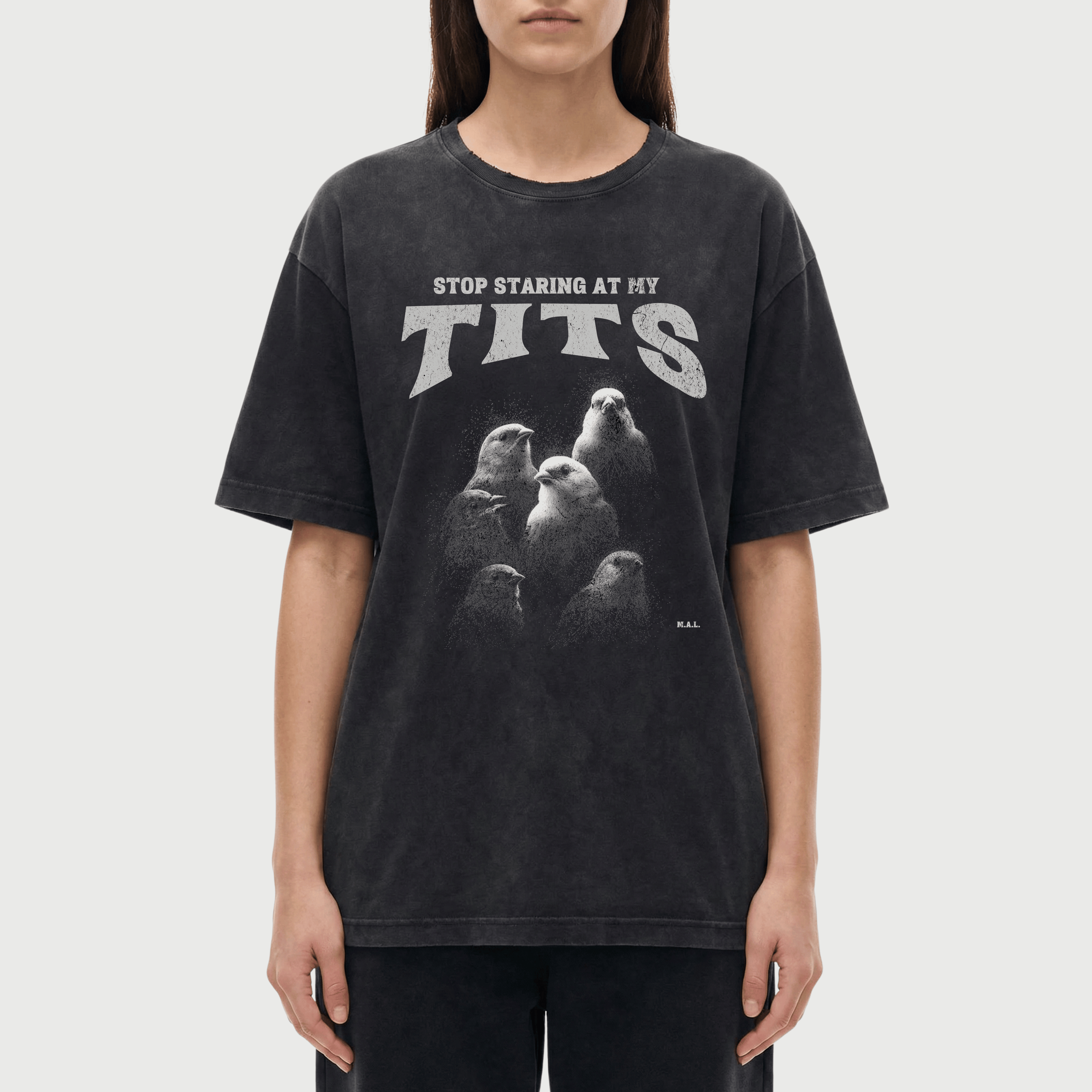 Stop Staring At My Tits Vintage Washed T-Shirt