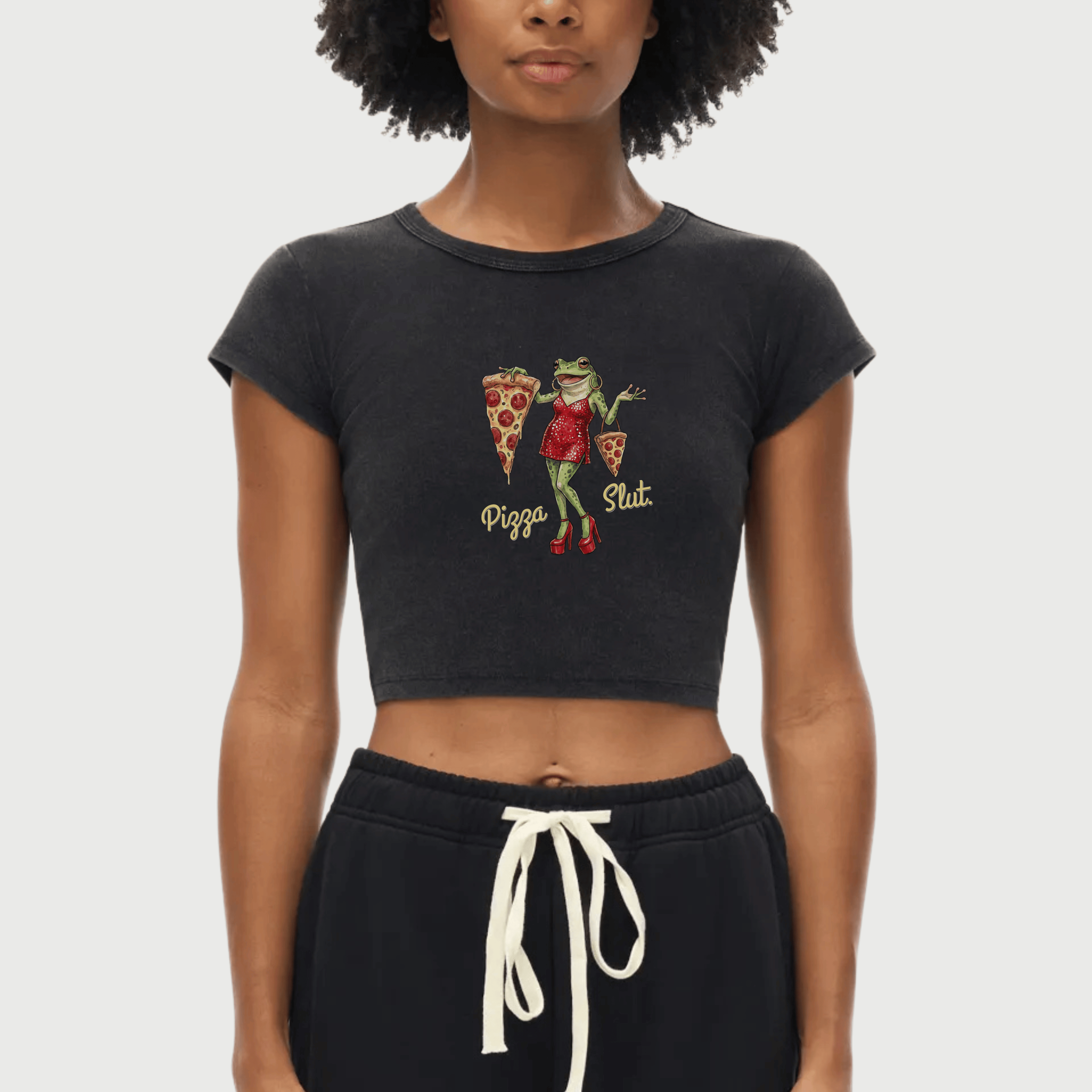 Pizza Slut Washed Crop Top
