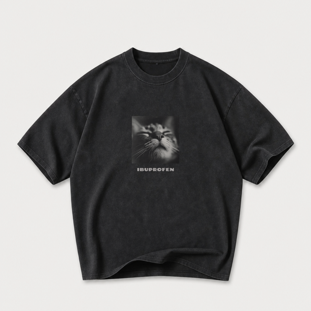Ibuprofen Cat Vintage Washed T-Shirt