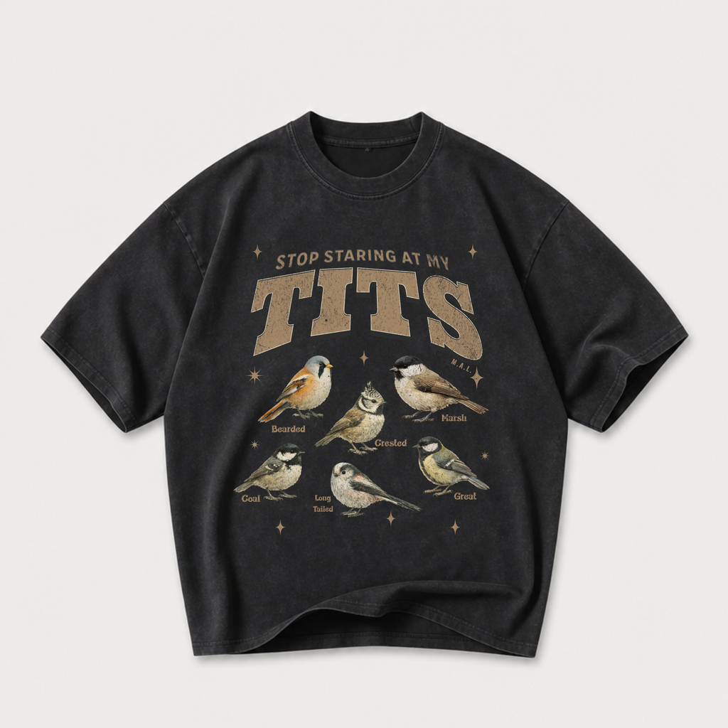 Stop Staring At My Tits Vintage Washed T-Shirt